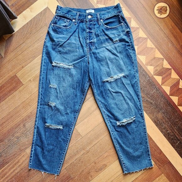 Forever 21 Premium Medium Wash Hi-Rise Destroyed Jeans Size 30 - Picture 1 of 16